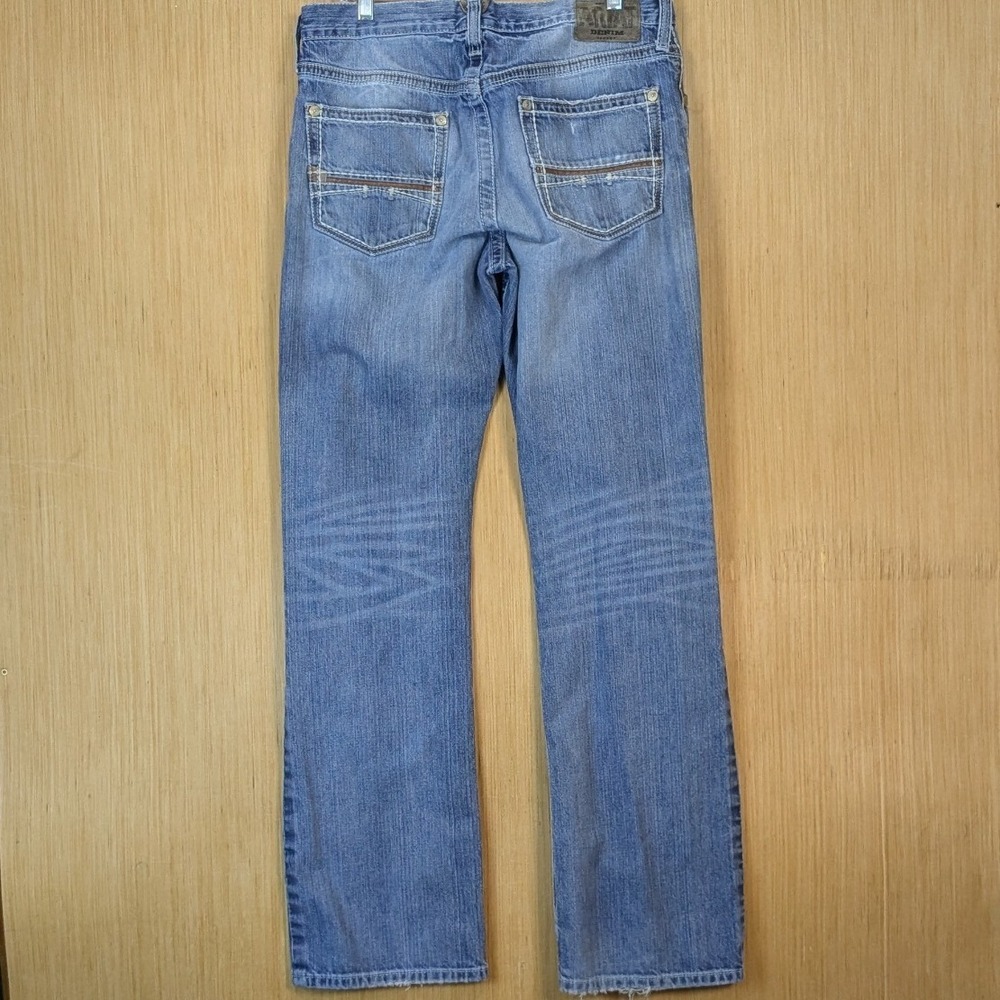 Ariat M-Series Mens Straight Leg Distressed Blue Denim Jeans 34x36 Medium Wash - Picture 3 of 11